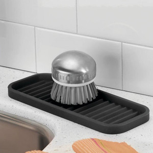 Silicone <b>Kitchen</b> Sink Storage Organizer Tray with Scrubber Spoon Drip Tray for Dish and Bowl Use - Product Image 6