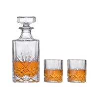 Decantador de whisky de cristal moderno personalizado, juego de vidrio con botella y Vasos