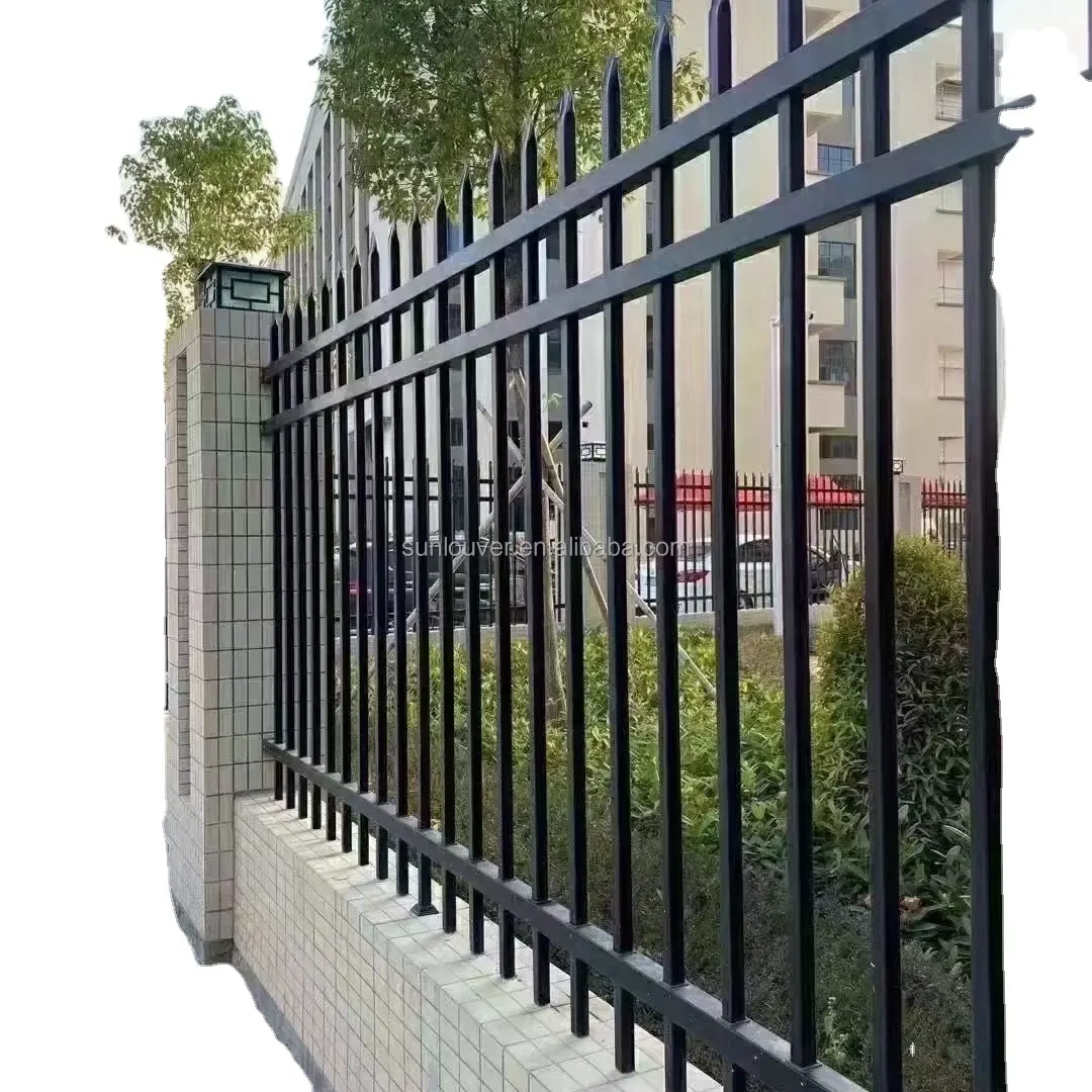 modern metal fence in Various Different Patterns Coating in black or white or other color