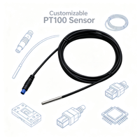Sonde de température PT100 personnalisée avec connecteur M8, gaine et câble en acier inoxydable