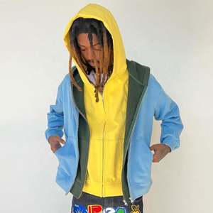 Sweat à capuche zippé épais et lourd à couche personnalisée 550gsm pour hommes Sweat à capuche zippé uni avec fermeture éclair - Product Image 1