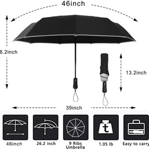 Inverted <b>Umbrella</b> Reflective Stripe Lightweight Folding <b>Umbrella</b> Folding Reverse LED <b>Umbrella</b> - Product Image 2