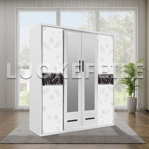 Sắt hiện đại 2/3/4 cửa trượt Gương tủ đồ nội thất phòng ngủ thiết kế almirah quần áo tủ quần áo tủ kim loại tủ quần áo thép - Product Image 3