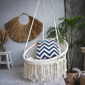 Columpio de cuerda colgante para exteriores, silla colgante de interior, Columpio de macramé, silla hamaca redonda - Product Image 6
