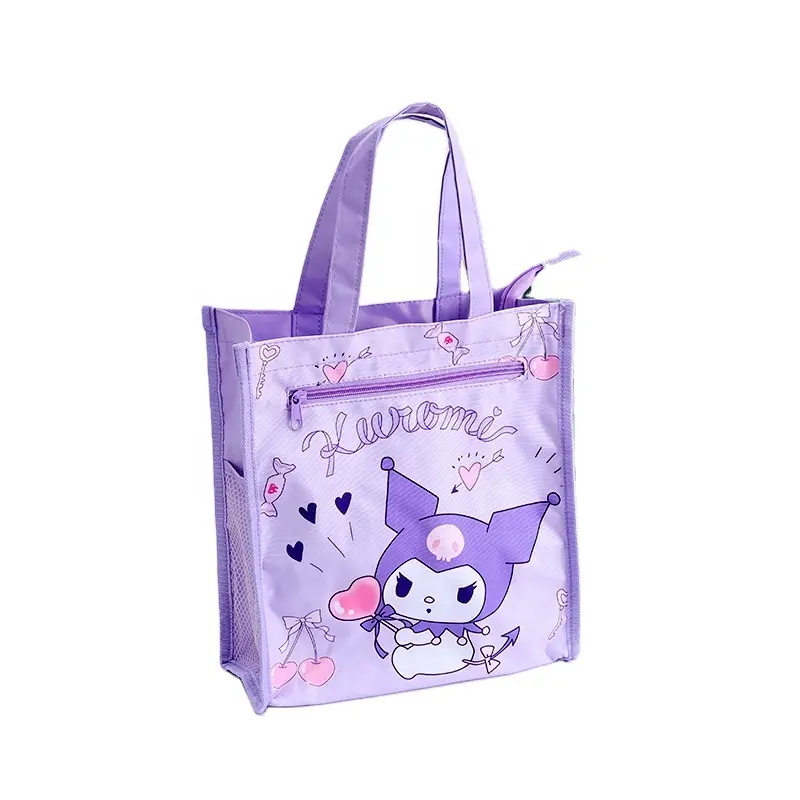 LINDA Wholesale New Oxford cloth Sanrios handBag with zipper Kuromi Melody Cartoon Printing school Tote Bags for students