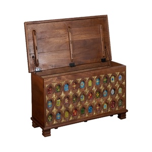 Handcrafted Wooden Sideboard <b>Cabinet</b> with Multicolor Glass Mosaic | Vintage <b>Storage</b> Console | Decorative Living <b>Room</b> Furniture - Product Image 4