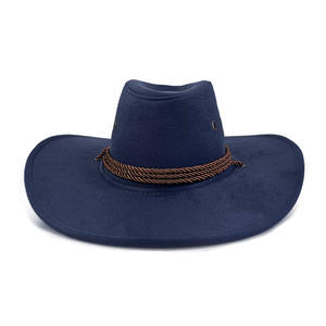 אופנה חדשה יוניסקס כחול הרגיש הבוקרת גברים נשים כובע קובוי המערבי עבור פעילויות ספורט עשויות פרווה דמוית פרווה - Product Image 6