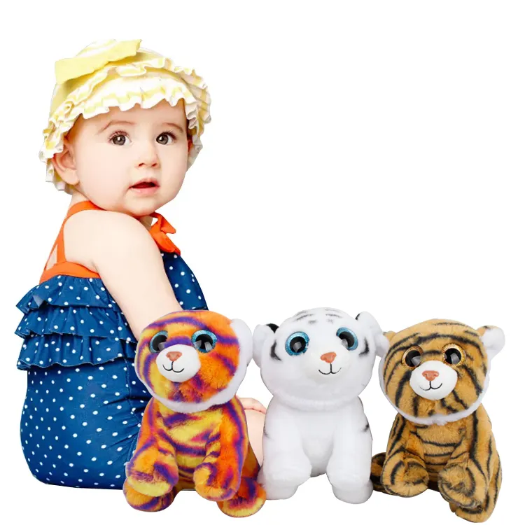 Muñeco de peluche de dibujos animados de 22CM para niñas, juguete de felpa de Tigre con ojos grandes, para decoración del hogar, regalo de cumpleaños