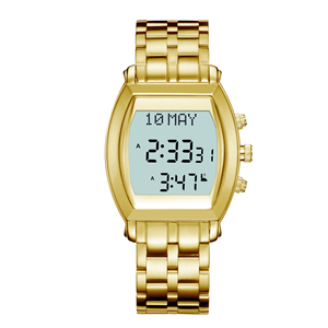 Azan-montre pour prière musulmane, en acier inoxydable, pour prière, qibla boussole, <span class=keywords><strong>kaaba</strong></span>, affichage lcd, étanche, vente en gros - Product Image 6