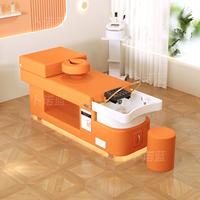 Lit de massage pour shampooing avec circulation d'eau et vapeur, style thaïlandais, en cuir synthétique et céramique, pour salon de beauté moderne