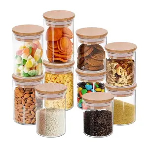 Food Storage High Borosilicate Custom Made Decorate Fancy small glass storage jar with Bamboo Lid