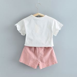 Vêtements en gros pour filles : Chemises à dentelle, lettres et fleurs, modèles personnalisés, pantalons unis pour bébés, fabriqués en Chine - Product Image 2