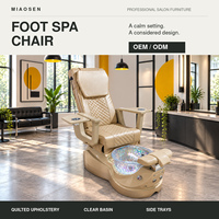 Fauteuil de pédicure avec bassin transparent, assise matelassée, repose-pieds rembourré et porte-gobelets pour salon de manucure, mobilier OEM ODM
