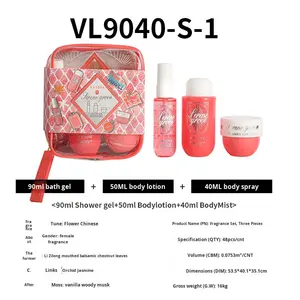 V.V.LOVE Parfum floral longue durée Vaporisateur pour le corps Gel douche Crème pour le corps Ensemble de voyage pour femmes <span class=keywords><strong>Taille</strong></span> standard - Product Image 4