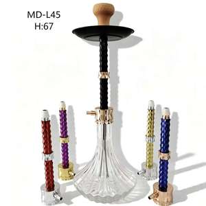 MD-L45 67cm Chicha Narguilé à Tige Torsadée, Base en Verre Transparent, Tige Remplaçable, Style Arabe - Product Image 1