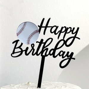 ท็อปเปอร์เค้กอะคริลิค ลายฮันนี่แอนด์สวีทเนส รูปเบสบอล สุขสันต์วันเกิด หนา 1.3 มม. สไตล์อินสตาแกรม สำหรับตกแต่งงานวันเกิด - Product Image 1