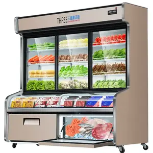 Merchandising Comercial Equipamento De Refrigeração Multi-Door Drink Display Showcase Supermercado Geladeira Freezer