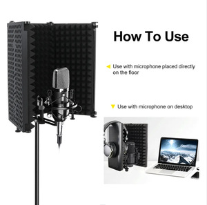 Xtuga Micrófono Cubierta de aislamiento de sonido <span class=keywords><strong>Filtro</strong></span> de sonido Espuma de canto en vivo Insonorización Reflectante Anti-ruido Parabrisas P73 - Product Image 4