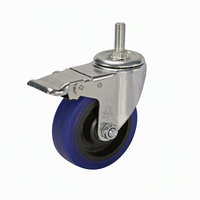 Roue pivotante silencieuse en caoutchouc de 5 pouces, capacité moyenne 100 kg, avec frein total, pour chariot industriel