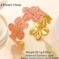 Bijoux de mode de haute qualité, bracelet ouvert en forme de fleur, en acier inoxydable plaqué or 18 carats, pour femmes
