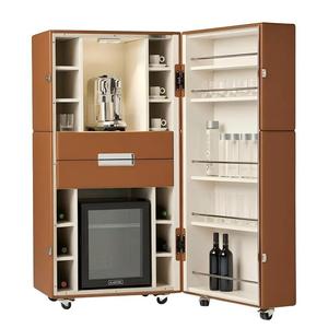 Vinoteca de Lujo Minimalista de Cuero Genuino con Enfriamiento, Mueble de Almacenamiento Moderno de Madera Maciza, Diseño de Alta Gama para el Hogar Ogjg1011 - Product Image 1