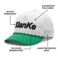 Casquette de golf X&K personnalisée en gros, style trucker, 5 panneaux, perforée au laser, haute performance, imperméable, rétro, snapback, mode hip-hop