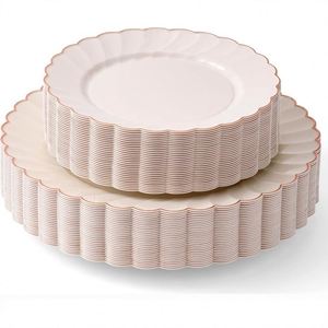 Platos Desechables Blancos de Plástico Duro Premium de 6 y 9 Pulgadas para Bodas y Fiestas - Product Image 4