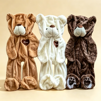 Ours en peluche de Noël avec chapeau et écharpe du Père Noël, jouet animal en peluche non rembourré, poupée ours, décoration de Noël, cadeau de vacances pour enfants