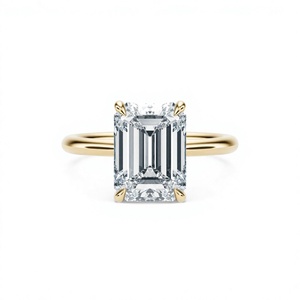 Anillo de Compromiso Solitario con Diamante Cultivado en Laboratorio de Corte Esmeralda de 3.5 Quilates en Oro Amarillo de 14K para Mujer, Personalizado y de Lujo - Product Image 3