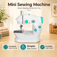 Machine à coudre électrique domestique mini à point noué, vitesse réglable avec pédale et alimentation pour travaux de couture de base
