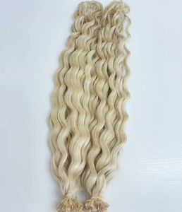 2025 nouveau Salon de coiffure brésilien Double dessiné qualité cuticule aligné blonde bouclés point culminant pré-collé K pointe plate Extensions - Product Image 2