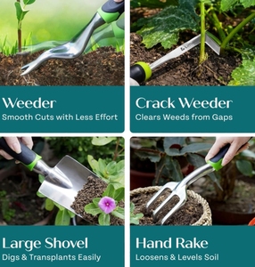Ensemble d'outils de jardinage robustes et ergonomiques, très demandés pour la culture des plantes - Product Image 5