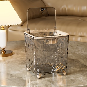 Corbeille à papier portable en plastique carré, motif vague d'eau, écologique, pour dortoir d'étudiant, bureau et maison - Product Image 5