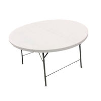 Table de Pique-Nique Pliante Extérieure Économique de 1,2 M avec Pieds Métalliques, Table Ronde Pliante Portable en Plastique et Chaises pour Événements