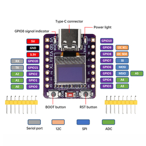 Carte de développement ESP32-C3 avec écran OLED de 0,42 pouce à lumière blanche, compatible <span class=keywords><strong>WiFi</strong></span> et Bluetooth, <span class=keywords><strong>antenne</strong></span> céramique, type-C, ESP32 pour <span class=keywords><strong>Arduino</strong></span> - Product Image 1