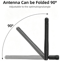 Antenne WiFi pliable 2,4 GHz, antenne de routeur, carte réseau sans fil, antenne à gain élevé avec câble adaptateur