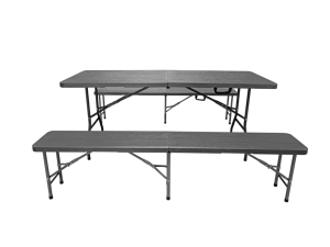 Mesas plegables de plástico redondas y rectangulares para banquetes 6 pies <span class=keywords><strong>8</strong></span> pies plegables en media mesa con diseño de ratán Mesa plegable de plástico - Product Image 2