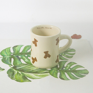 Tazza per la colazione in ceramica per coppie con tazza <span class=keywords><strong>di</strong></span> latte in ceramica color crema carina retrò con Cinching per la vita <span class=keywords><strong>e</strong></span> alto valore estetico - Product Image 5