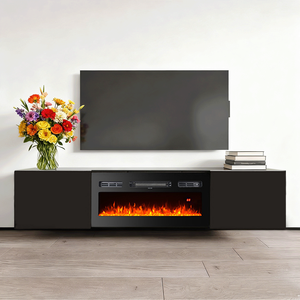 Meuble TV noir et blanc 72'' avec foyer électrique décoratif 32'' <span class=keywords><strong>pour</strong></span> salon - Product Image 4