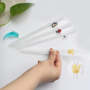 Sedotan kaca bening borosilikat desain hewan lucu aksesoris Bar yang dapat digunakan kembali - Product Image 5