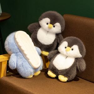 Pantofole da donna Animal pinguino simpatiche e accoglienti pantofole pelose peluche inverno calda camera da letto per la casa scarpe Memory Foam pantofola - Product Image 2