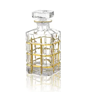 N32 בוהמיה קריסטל זכוכית ויסקי לגין בקבוק עם זהב רשת עיצוב