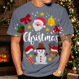 Apparels Offers Stylish Quick Dry Men's <b>T</b>-<b>Shirts</b> Christmas Theme Printed Light Knitted 100% Polyester Wholesale Supply - Product Image 2