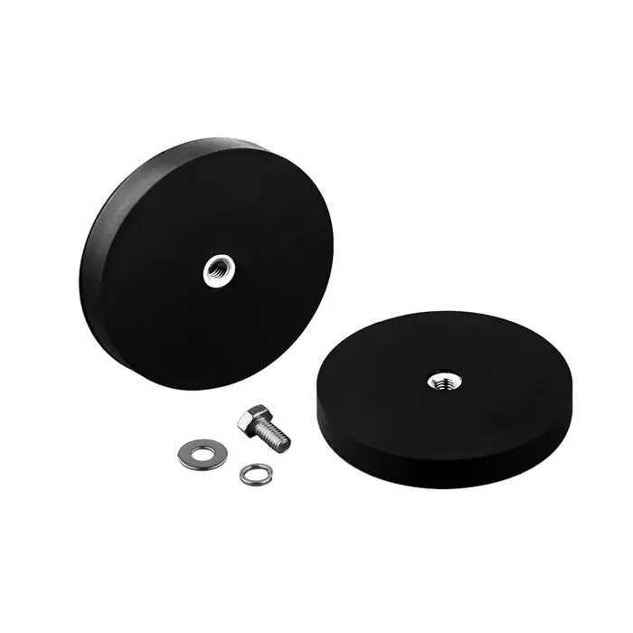 Magnetic Assembly High Quality Disc Neodymium Magnets With Rubber Coated Magnetic Mounting