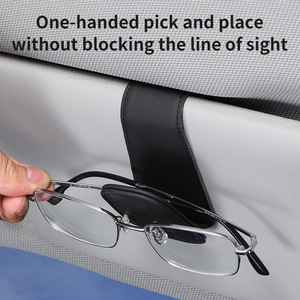 Premium PU Leather Car Sunglasses Holder Universal Magnetic Eyeglass Clip for Sun Visor Dual Use Day Auto <b>Interior</b> <b>Accessories</b> - Product Image 2