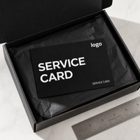 Carte de service noire personnalisée imprimée avec texte blanc gras et zone pour logo, pour kits de cartes de garantie et d'assistance