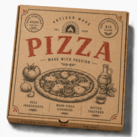 Boîtes à pizza personnalisées en carton blanc, matériaux recyclés, finition mate, design carré, emballage alimentaire pour plats à emporter