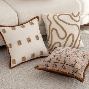 Modern Plant Pattern Cushion Cover <b>Square</b> Polyester Fabric Pillowcase For Living Room Decor Orange Jacquard Terry Cloth Design - Product Image 4