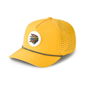 Cappello da Golf Impermeabile a 5 Pannelli in Poliestere Strutturato con Logo Personalizzato in Gomma, Stile Aviatore - Product Image 1