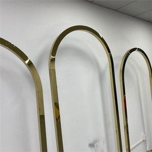 Ensemble de 3 arches de fond <span class=keywords><strong>en</strong></span> acier inoxydable poli miroir doré semi-circulaires, arche de cérémonie de mariage, support d'arche de ballons <span class=keywords><strong>en</strong></span> métal - Product Image 4